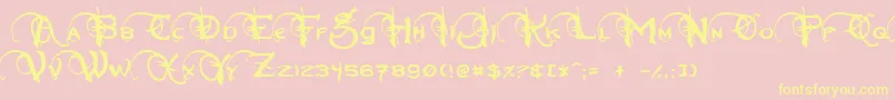 Neverwinter-Schriftart – Gelbe Schriften auf rosa Hintergrund
