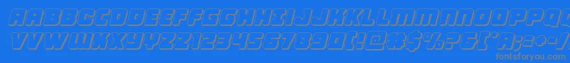 Victorycomics3Dsemital-fontti – harmaat kirjasimet sinisellä taustalla