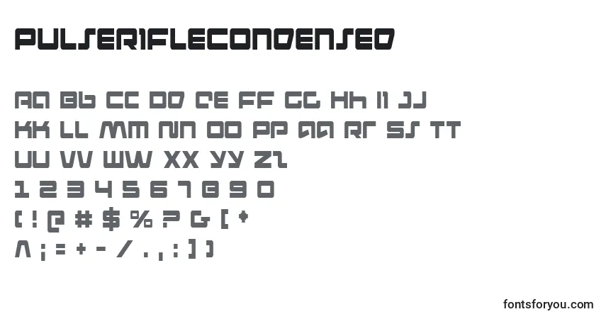 Шрифт PulseRifleCondensed – алфавит, цифры, специальные символы