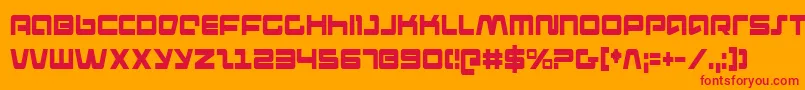 Fonte PulseRifleCondensed – fontes vermelhas em um fundo laranja