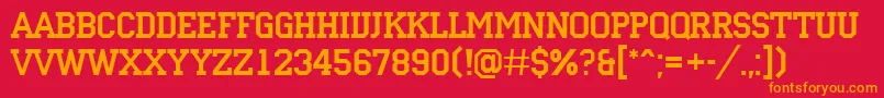 フォントACampus – 赤い背景にオレンジの文字