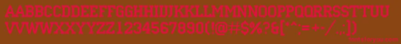 フォントACampus – 赤い文字が茶色の背景にあります。