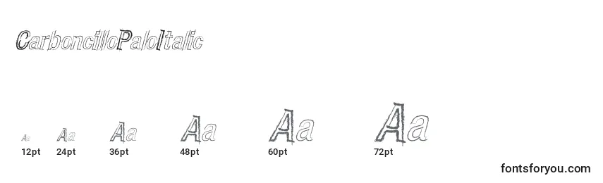 CarboncilloPaloItalic Font Sizes