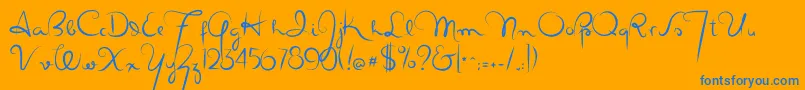 Masanascript4silueta Font – Blue Fonts on Orange Background