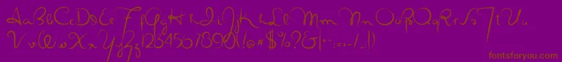 Masanascript4silueta-Schriftart – Braune Schriften auf violettem Hintergrund