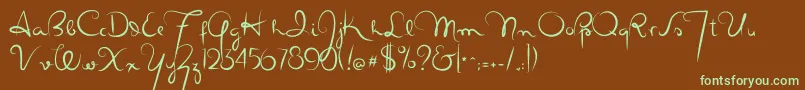 Masanascript4silueta Font – Green Fonts on Brown Background