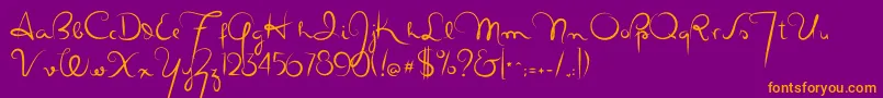 Masanascript4silueta Font – Orange Fonts on Purple Background