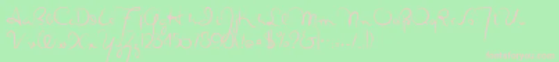 フォントMasanascript4silueta – 緑の背景にピンクのフォント