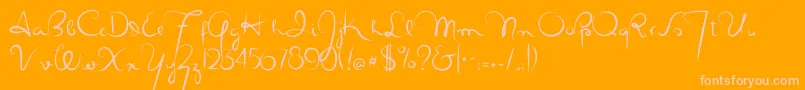 Masanascript4silueta-Schriftart – Rosa Schriften auf orangefarbenem Hintergrund