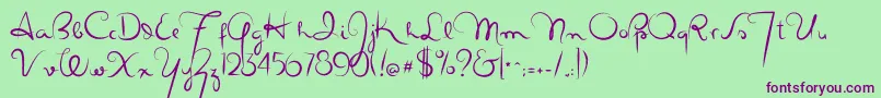 Masanascript4silueta Font – Purple Fonts on Green Background
