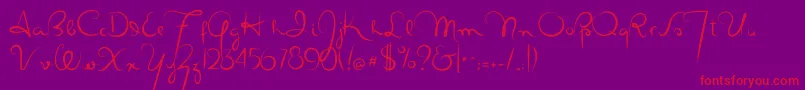 Masanascript4silueta-Schriftart – Rote Schriften auf violettem Hintergrund