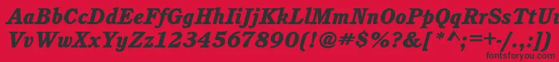 フォントCushingitcteeheaItalic – 赤い背景に黒い文字