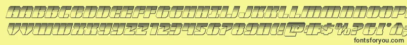 フォントWarpthrusterplatital – 黒い文字の黄色い背景