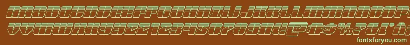 Warpthrusterplatital-fontti – vihreät fontit ruskealla taustalla