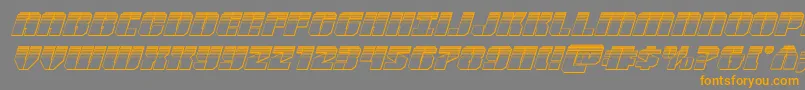 フォントWarpthrusterplatital – オレンジの文字は灰色の背景にあります。