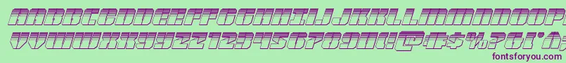 フォントWarpthrusterplatital – 緑の背景に紫のフォント
