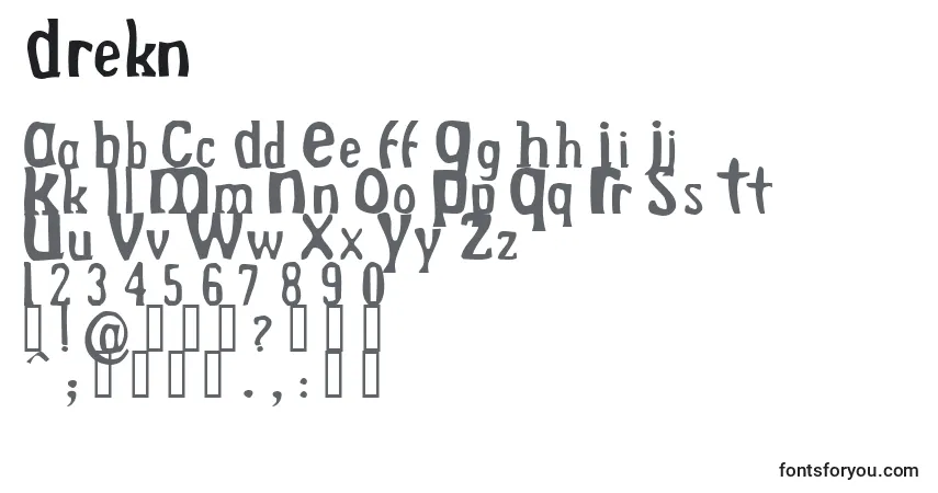 A fonte Drekn – alfabeto, números, caracteres especiais