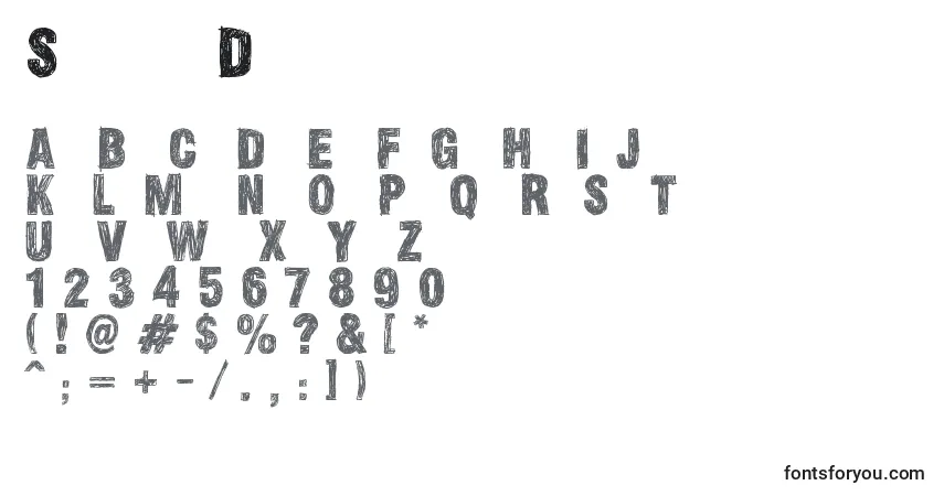 Czcionka SkizzedDsg – alfabet, cyfry, specjalne znaki