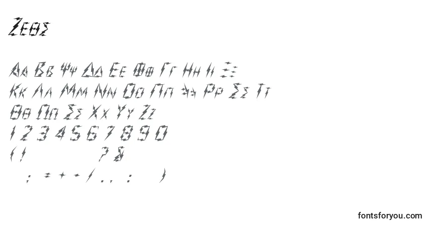 Шрифт Zeus – алфавит, цифры, специальные символы