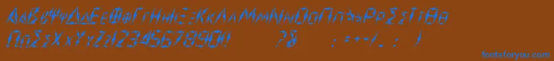 フォントZeus – 茶色の背景に青い文字