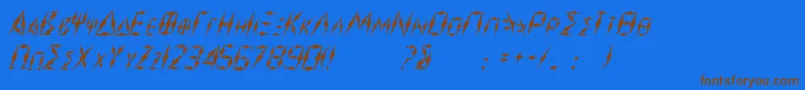 フォントZeus – 茶色の文字が青い背景にあります。