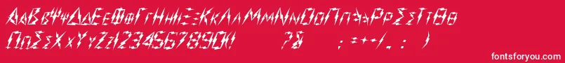 Zeus-fontti – valkoiset fontit punaisella taustalla