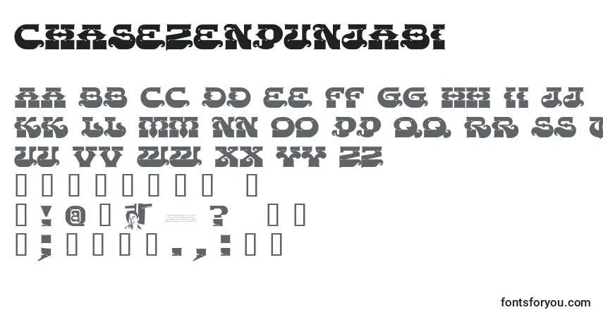 A fonte Chasezenpunjabi – alfabeto, números, caracteres especiais