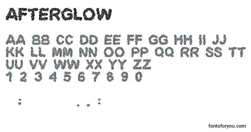 A fonte Afterglow – alfabeto, números, caracteres especiais