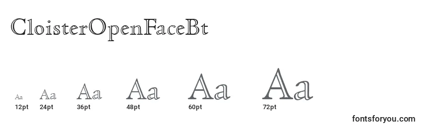 CloisterOpenFaceBt Font Sizes