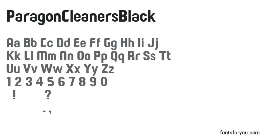 Czcionka ParagonCleanersBlack – alfabet, cyfry, specjalne znaki