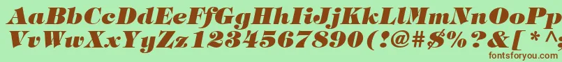 Fonte ItcTiffanyLtHeavyItalic – fontes marrons em um fundo verde