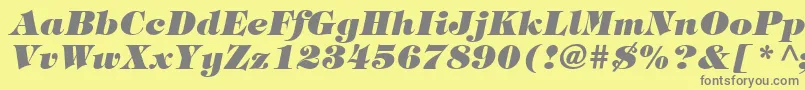 Fonte ItcTiffanyLtHeavyItalic – fontes cinzas em um fundo amarelo