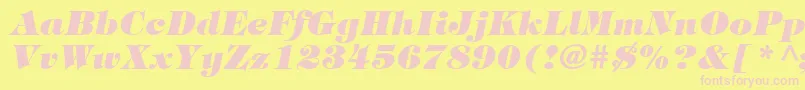 Fonte ItcTiffanyLtHeavyItalic – fontes rosa em um fundo amarelo