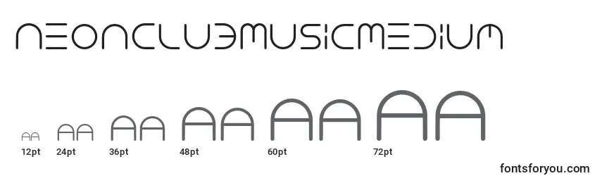 Размеры шрифта NeonClubMusicMedium