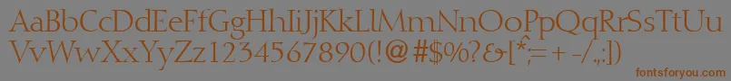 DioscurRegularDb-Schriftart – Braune Schriften auf grauem Hintergrund