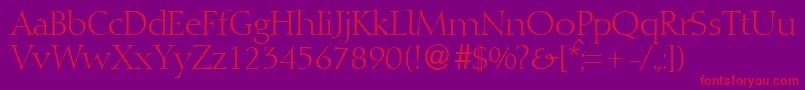 フォントDioscurRegularDb – 紫の背景に赤い文字