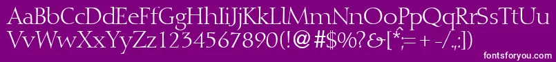 Fonte DioscurRegularDb – fontes brancas em um fundo violeta