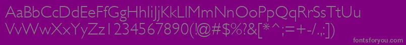 GillSansMtLight-Schriftart – Graue Schriften auf violettem Hintergrund
