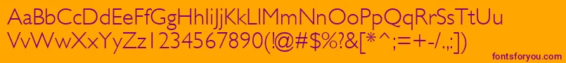 GillSansMtLight Font – Purple Fonts on Orange Background