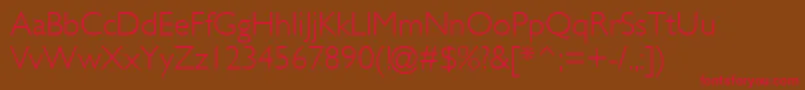 フォントGillSansMtLight – 赤い文字が茶色の背景にあります。