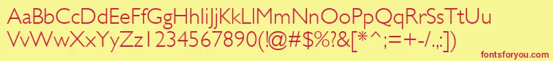 GillSansMtLight-fontti – punaiset fontit keltaisella taustalla