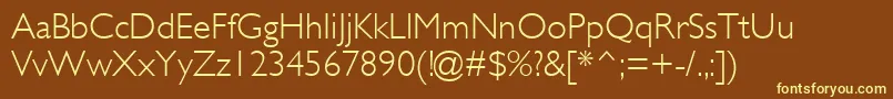 GillSansMtLight-fontti – keltaiset fontit ruskealla taustalla