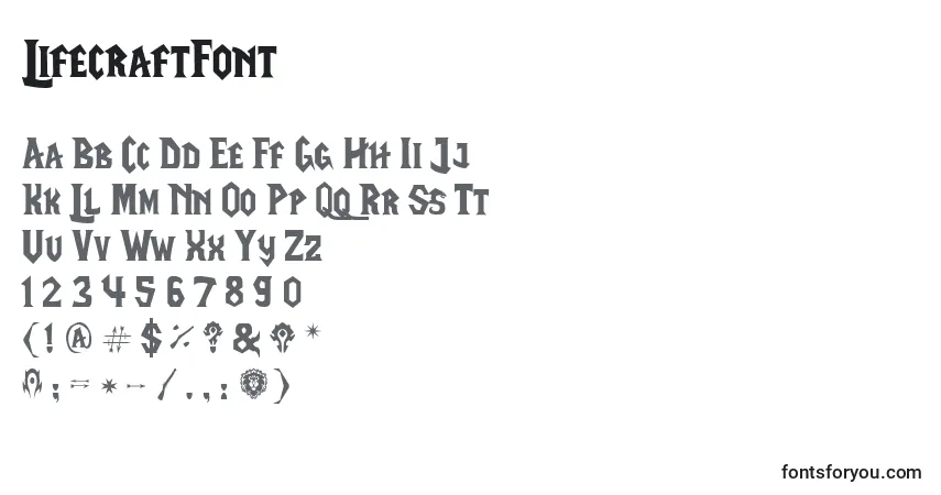 A fonte LifecraftFont – alfabeto, números, caracteres especiais