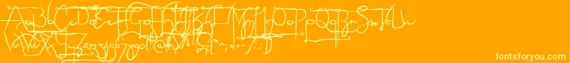 Sculptorshand ffy-Schriftart – Gelbe Schriften auf orangefarbenem Hintergrund