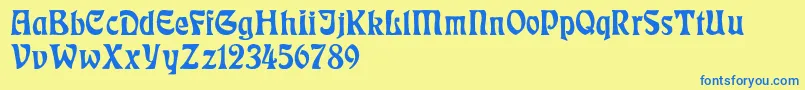 RudelsbergNormal Font – Blue Fonts on Yellow Background