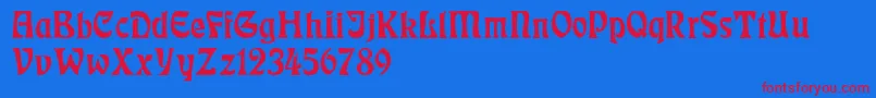 RudelsbergNormal Font – Red Fonts on Blue Background