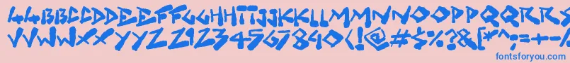 Fonte Grungelings – fontes azuis em um fundo rosa