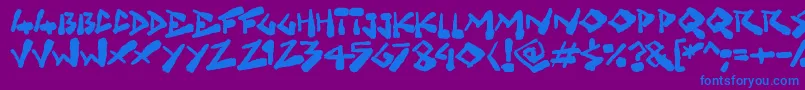 Grungelings Font – Blue Fonts on Purple Background