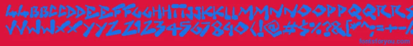 Grungelings Font – Blue Fonts on Red Background