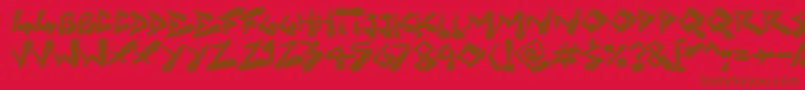 Grungelings-Schriftart – Braune Schriften auf rotem Hintergrund